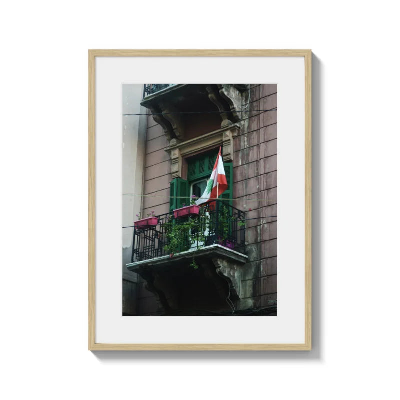 Lebanese Flag Balcony Fine Art Prints - Framed Fine Art Prints