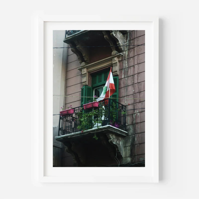 Lebanese Flag Balcony Fine Art Prints - Framed Fine Art Prints