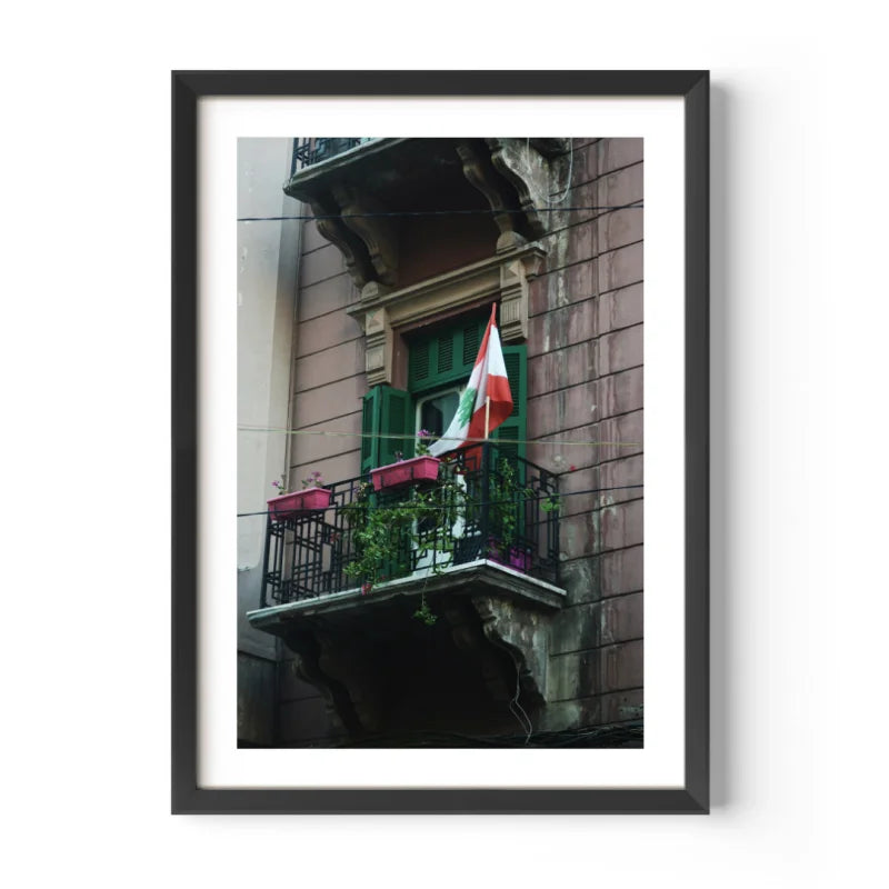 Lebanese Flag Balcony Fine Art Prints - Framed Fine Art Prints