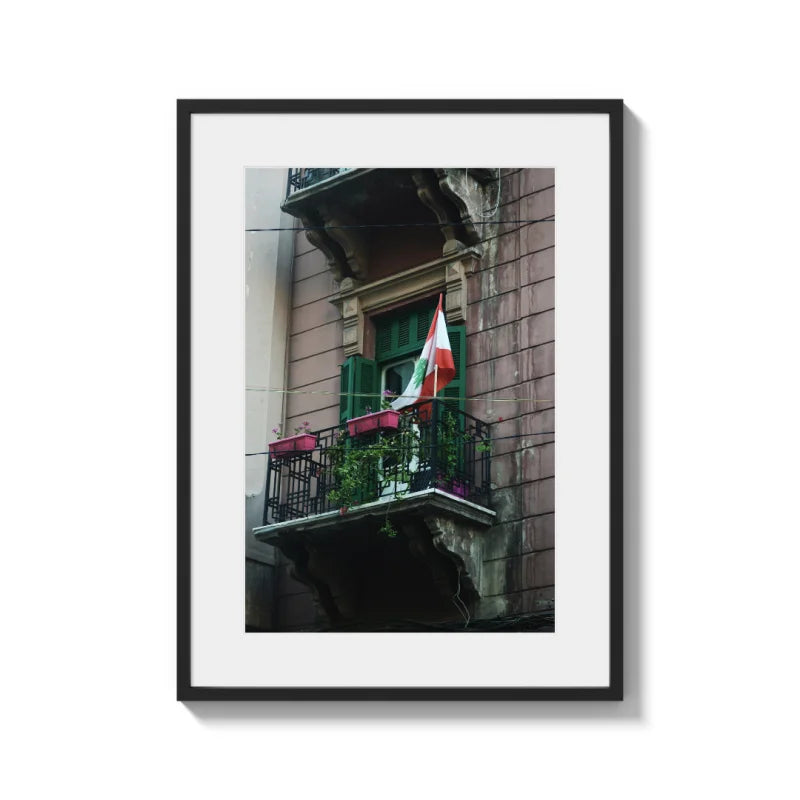 Lebanese Flag Balcony Fine Art Prints - Framed Fine Art Prints