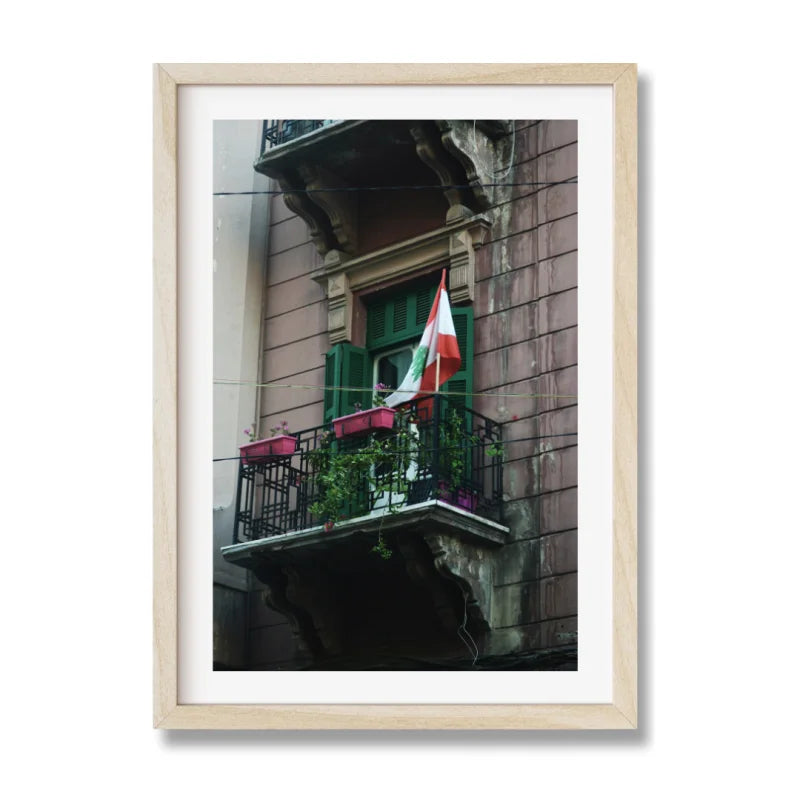 Lebanese Flag Balcony Fine Art Prints - Framed Fine Art Prints