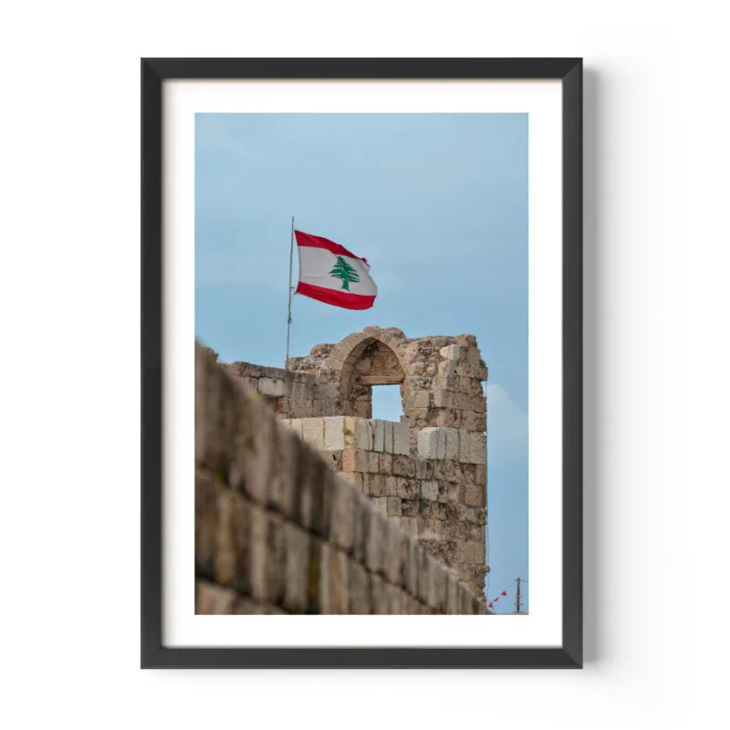 Lebanese Flag Fine Art Print Framed Ancient Ruins - Framed Fine Art Prints