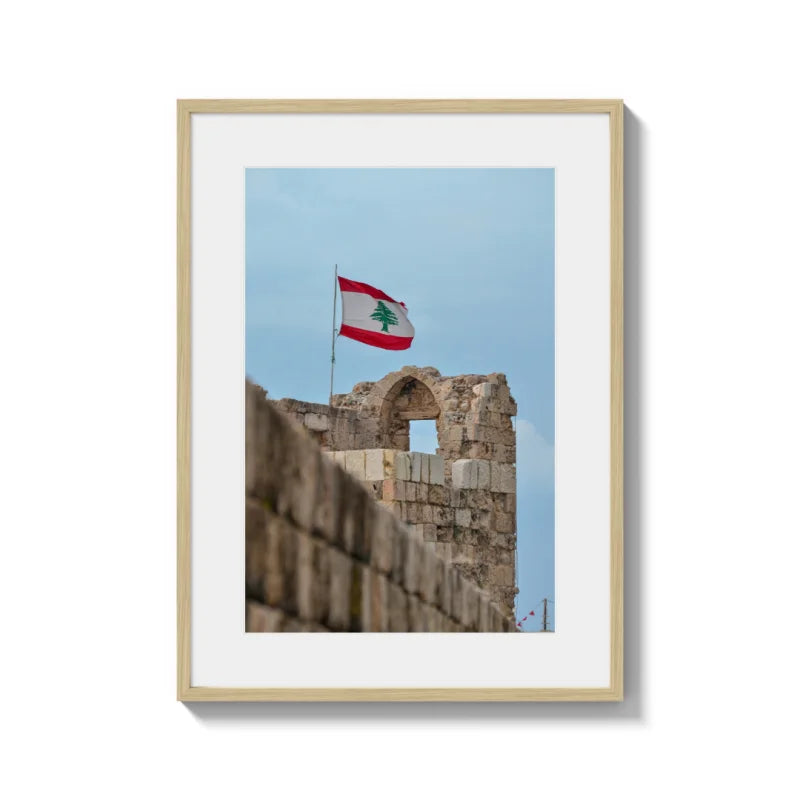 Lebanese Flag Fine Art Print Framed Ancient Ruins - Framed Fine Art Prints