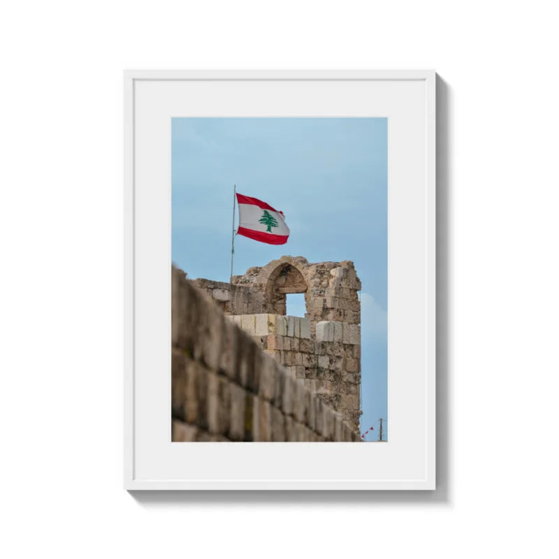 Lebanese Flag Fine Art Print Framed Ancient Ruins - Framed Fine Art Prints