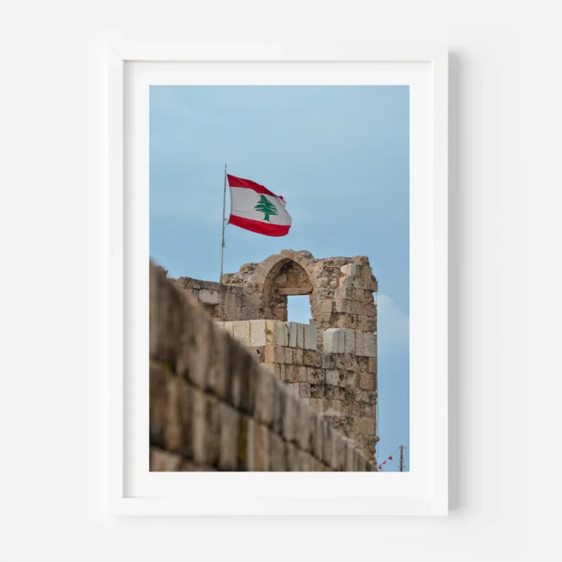 Lebanese Flag Fine Art Print Framed Ancient Ruins - Framed Fine Art Prints