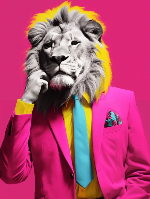Lion Man Suit Canvas Prints Pop Art - Ready to Hang Canvas Prints