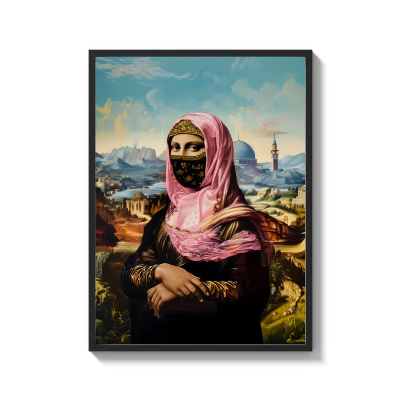 Mona Lisa Pink Hijab Canvas Prints Breaking Borders - Ready to Hang Canvas Prints