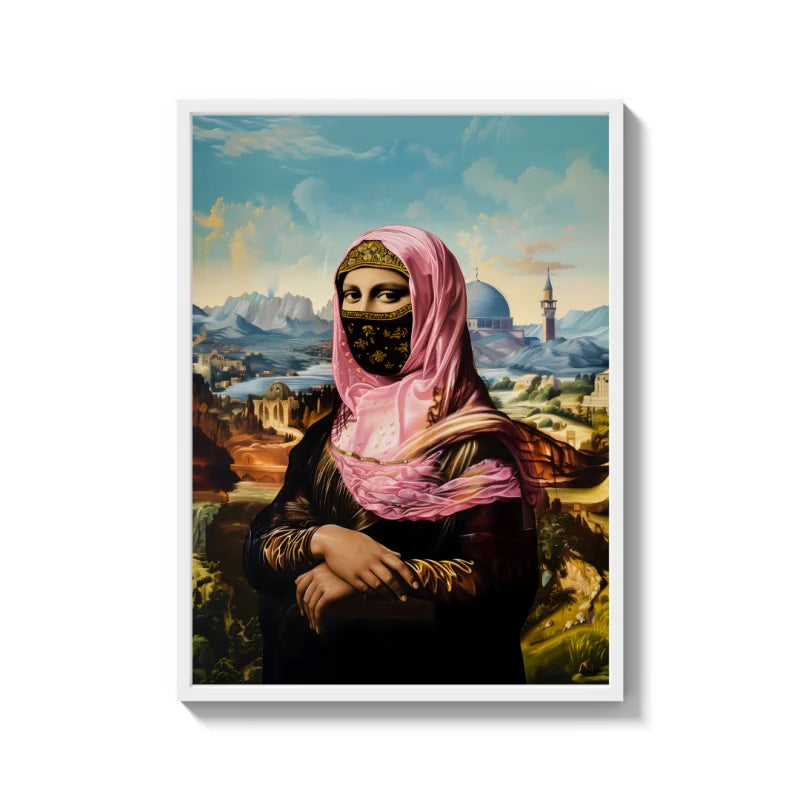 Mona Lisa Pink Hijab Canvas Prints Breaking Borders - Ready to Hang Canvas Prints