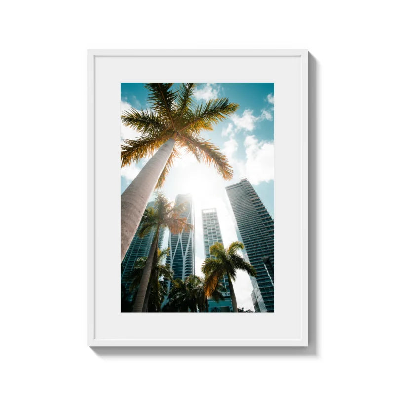Palm and Skyscraper Fine Art Prints Framed - Coastal & Seaside (Framed Fine Art)