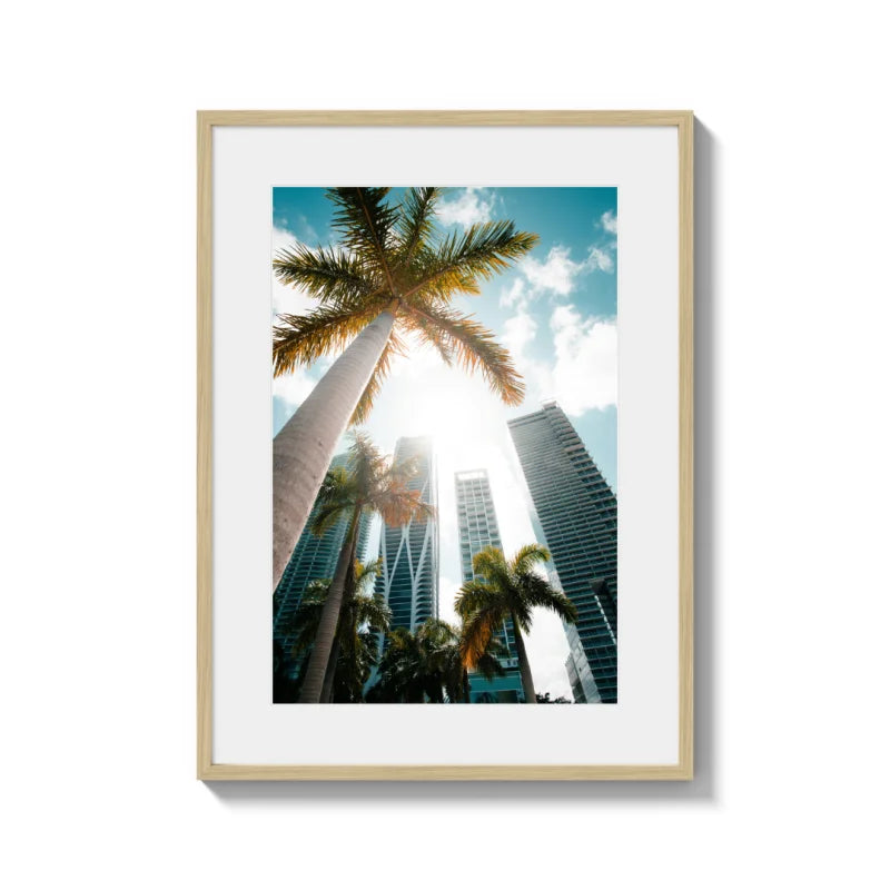 Palm and Skyscraper Fine Art Prints Framed - Coastal & Seaside (Framed Fine Art)