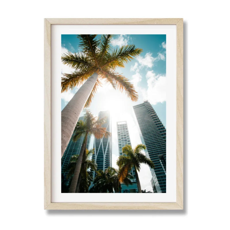 Palm and Skyscraper Fine Art Prints Framed - Coastal & Seaside (Framed Fine Art)