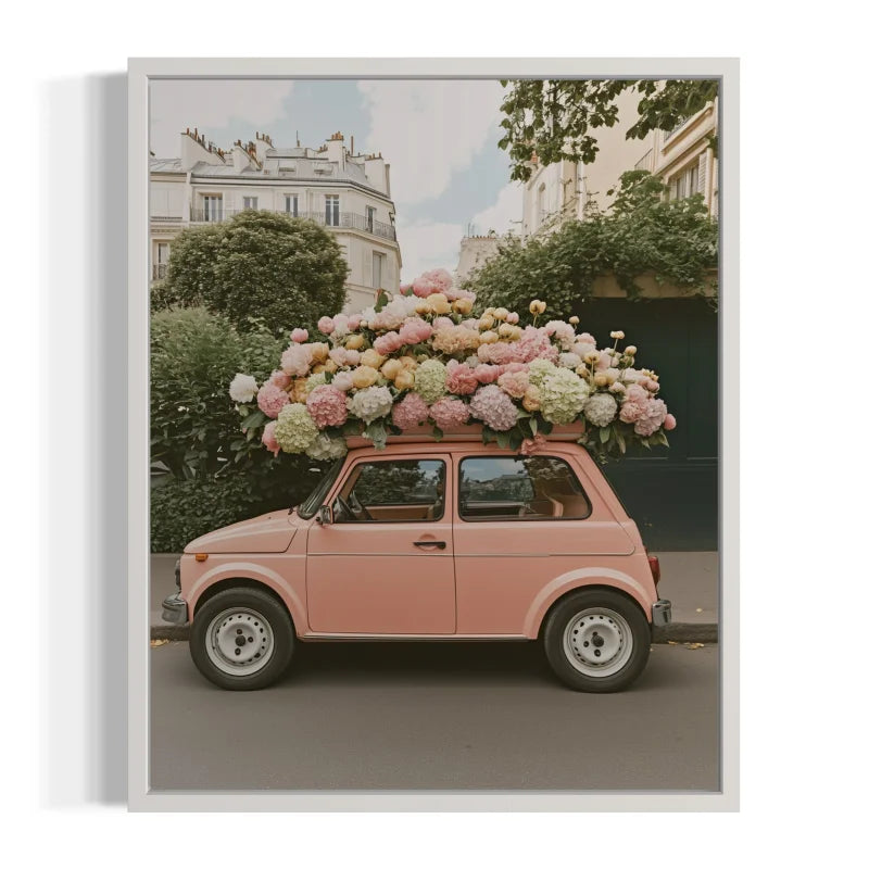 Pink Flower Car Canvas Prints Wall Art - Ready to Hang Canvas Prints