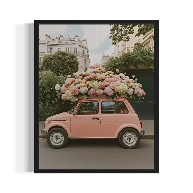 Pink Flower Car Canvas Prints Wall Art - Ready to Hang Canvas Prints