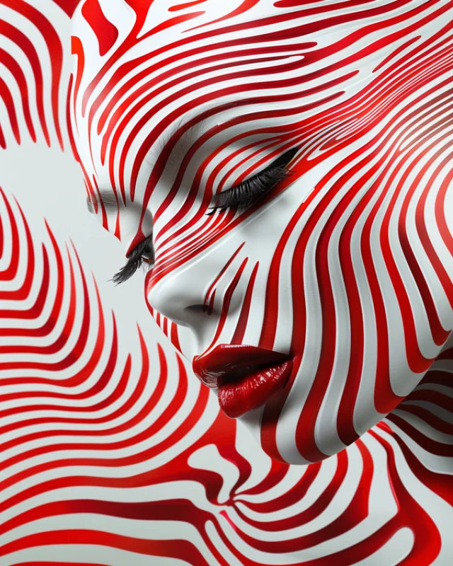 Red and White Face Art Canvas Prints - Ready to Hang Canvas Prints