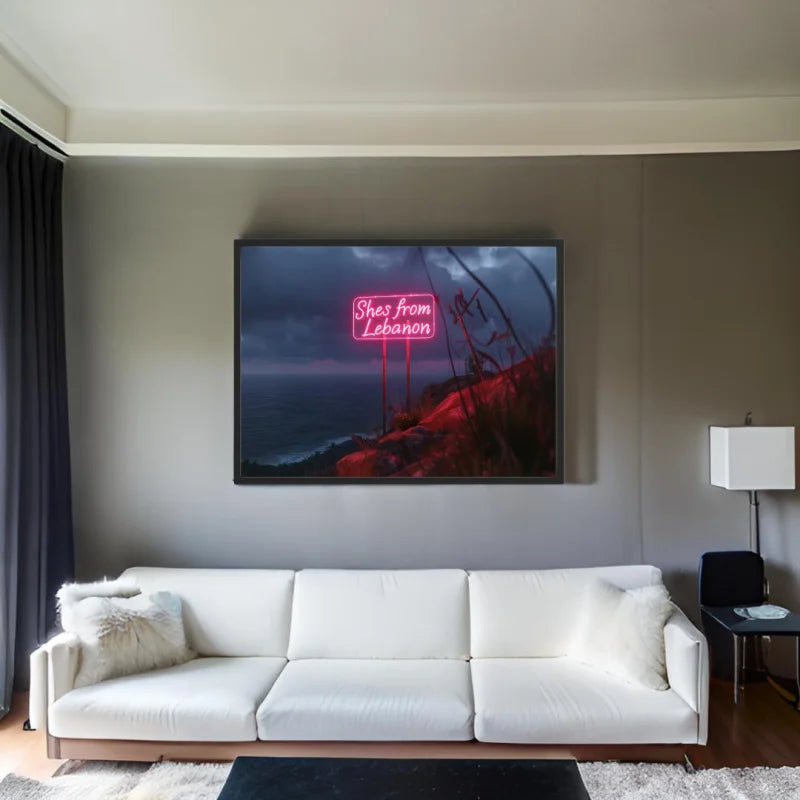 Shes From Lebanon Neon Canvas Prints Breaking Borders - Ready to Hang Canvas Prints