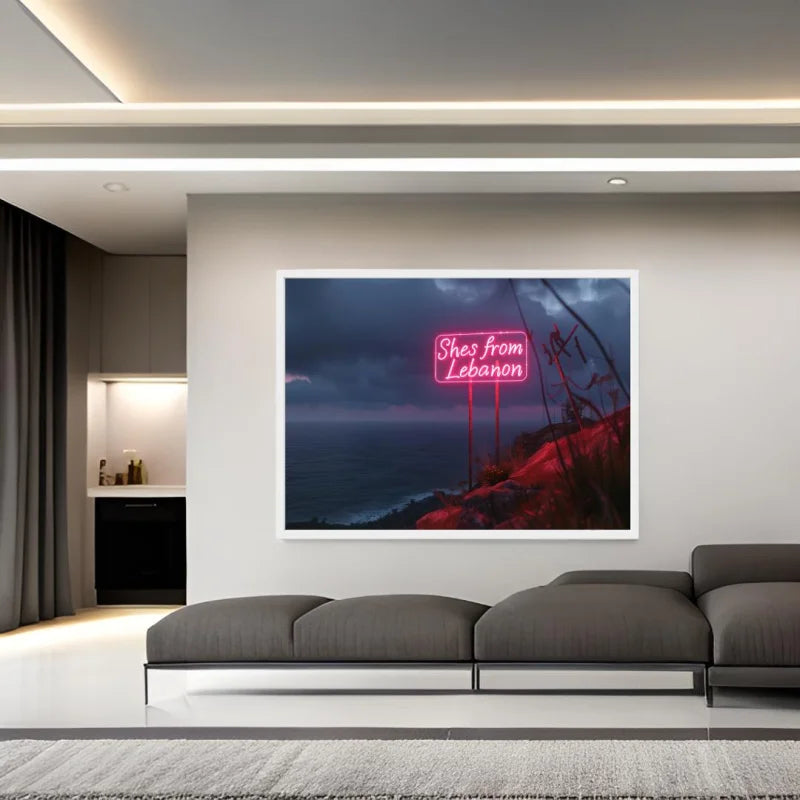 Shes From Lebanon Neon Canvas Prints Breaking Borders - Ready to Hang Canvas Prints