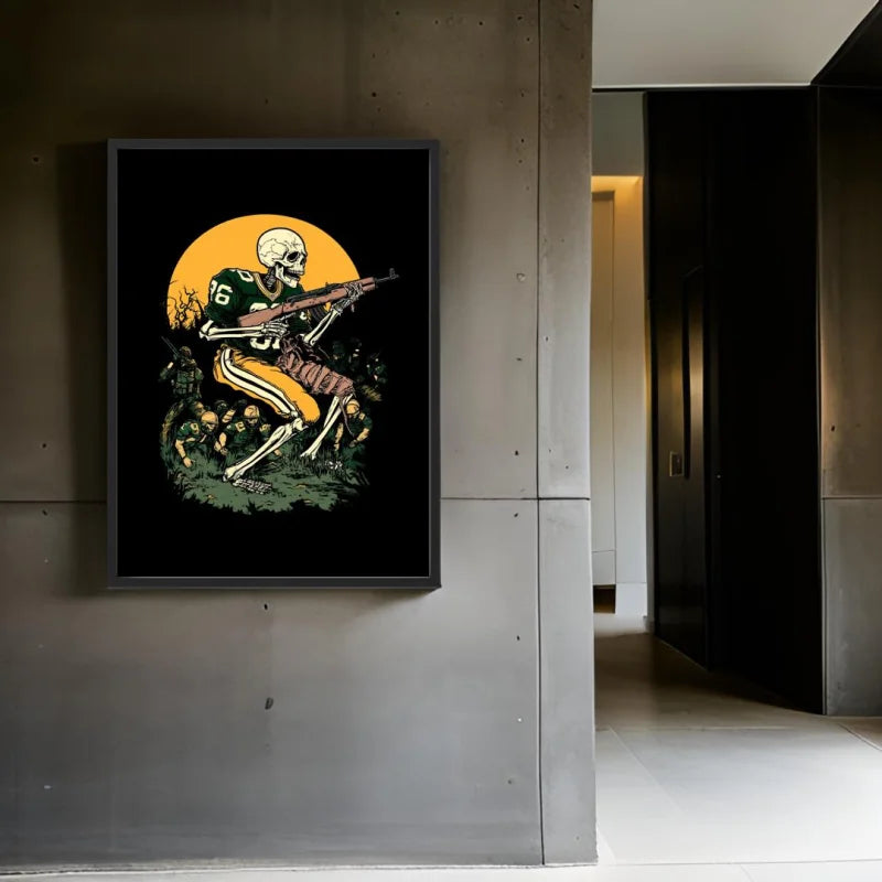 Skeleton Football Player Canvas Prints Framed Art - Ready to Hang Canvas Prints