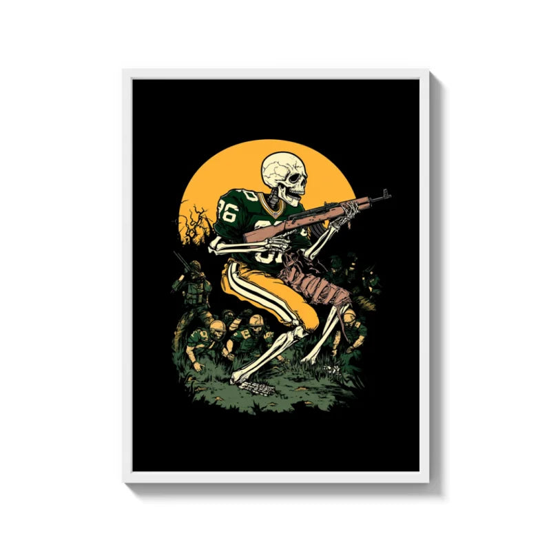 Skeleton Football Player Canvas Prints Framed Art - Ready to Hang Canvas Prints