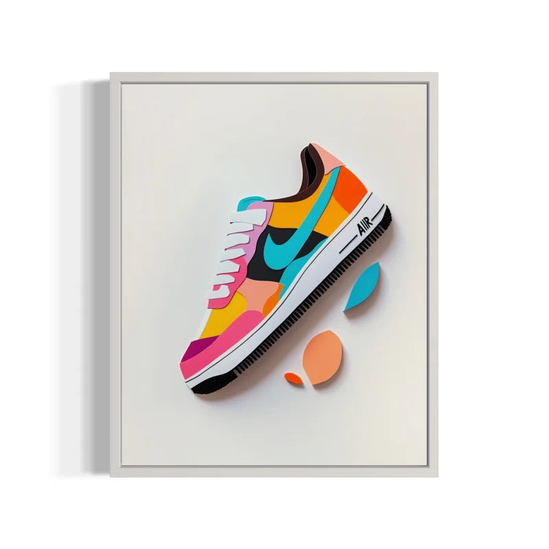 Sneaker Art Canvas Prints Colorful Framed Papercut - Ready to Hang Canvas Prints