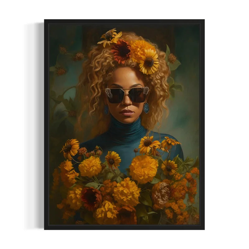 Sunflower Woman Canvas Prints Wall Art - Ready to Hang Canvas Prints