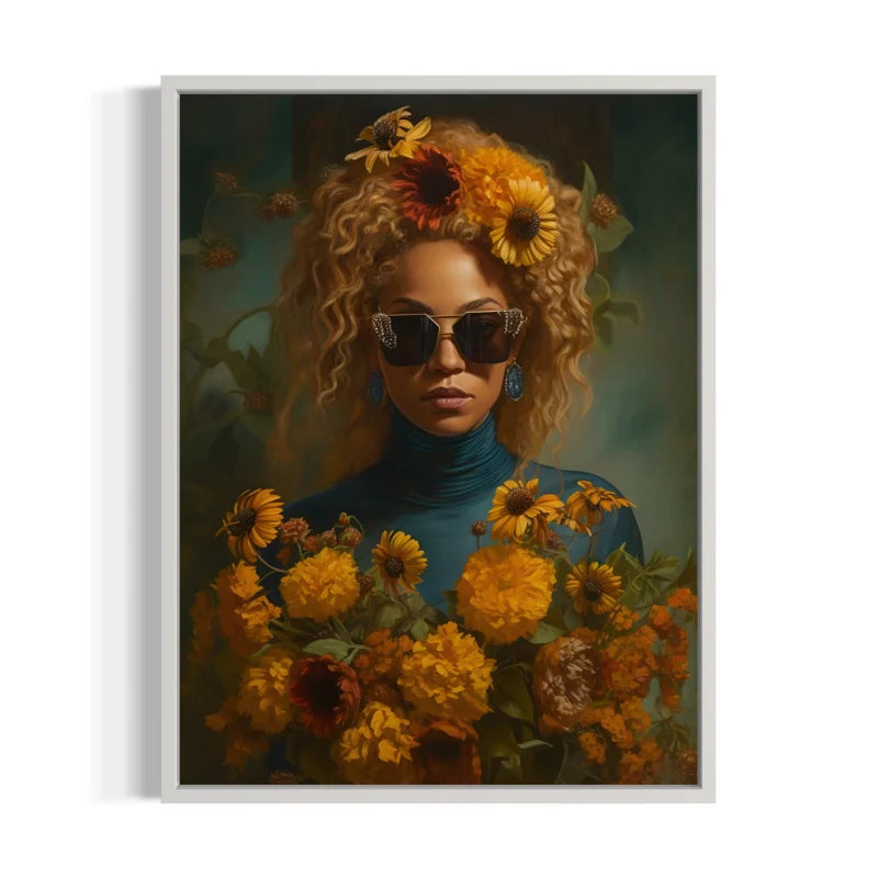 Sunflower Woman Canvas Prints Wall Art - Ready to Hang Canvas Prints