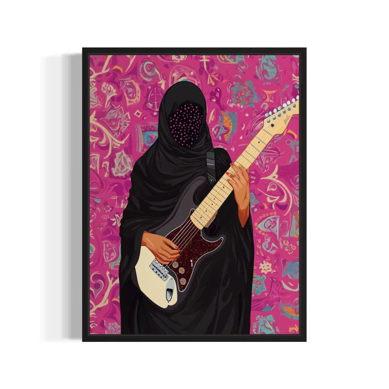 Veiled Guitarist Canvas Prints Breaking Borders Artwork - Ready to Hang Canvas Prints