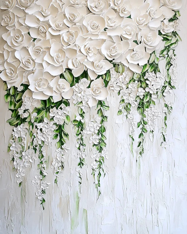 White Floral Canvas Prints Framed Artwork - Ready to Hang Canvas Prints