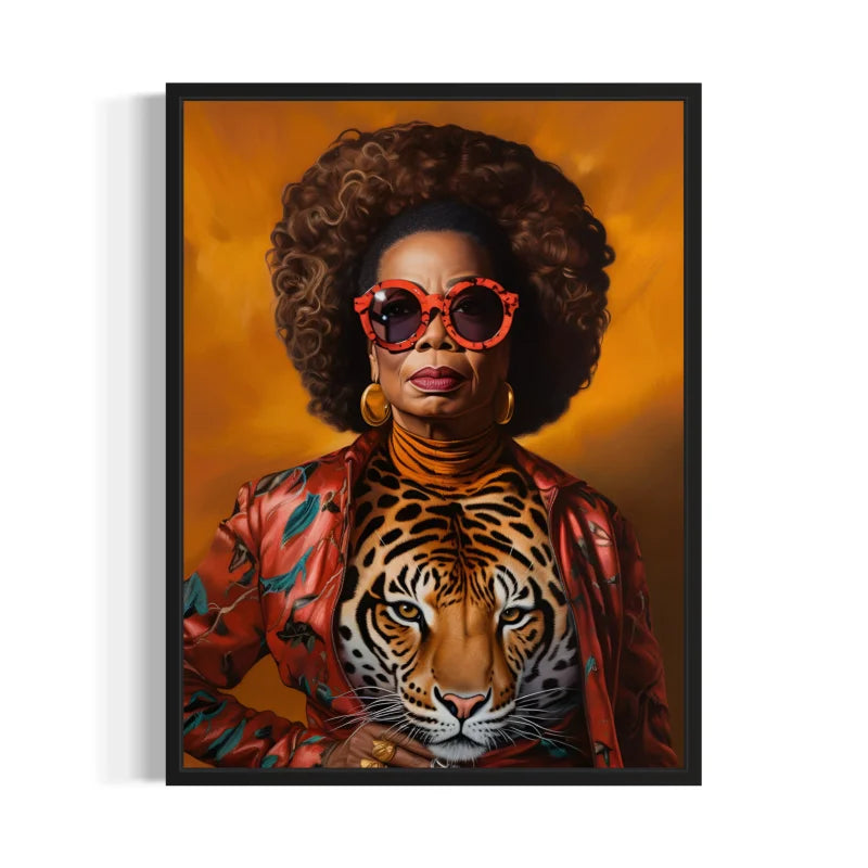 Woman and Tiger Canvas Prints Framed Portrait - Ready to Hang Canvas Prints