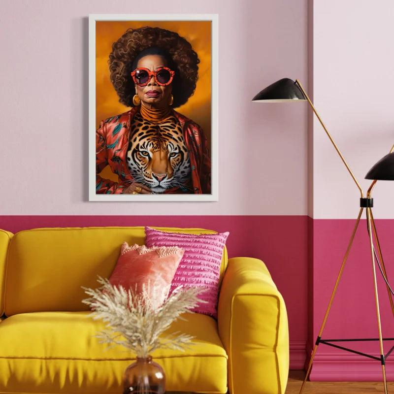 Woman and Tiger Canvas Prints Framed Portrait - Ready to Hang Canvas Prints