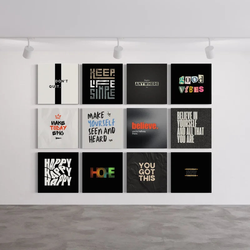 Black Square Typography Canvas Prints Wall Art - Typography & Word Art