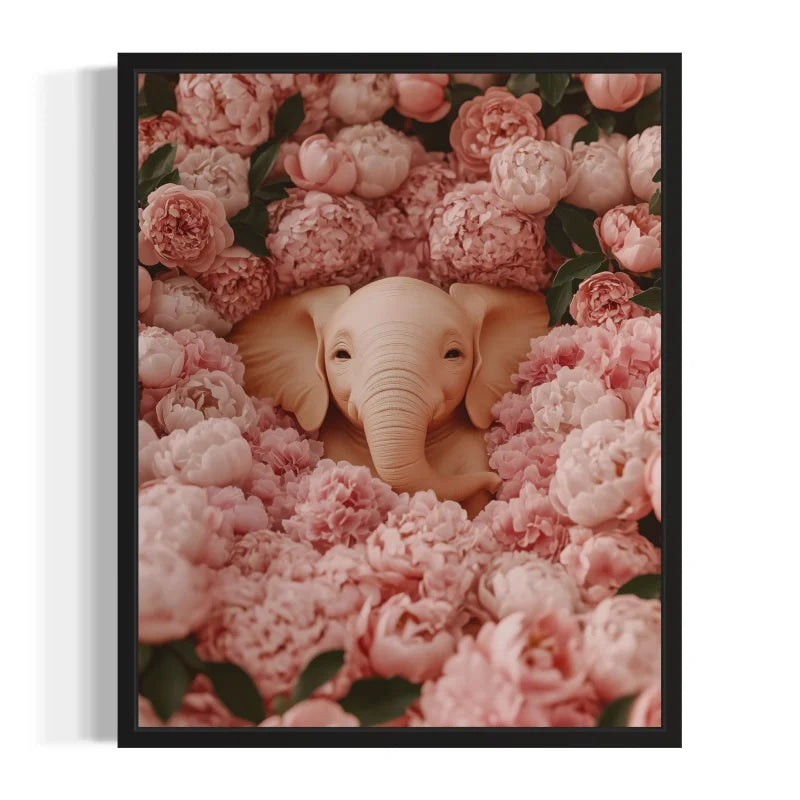 Elephant and Pink Flowers Canvas Prints - Ready to Hang Canvas Prints