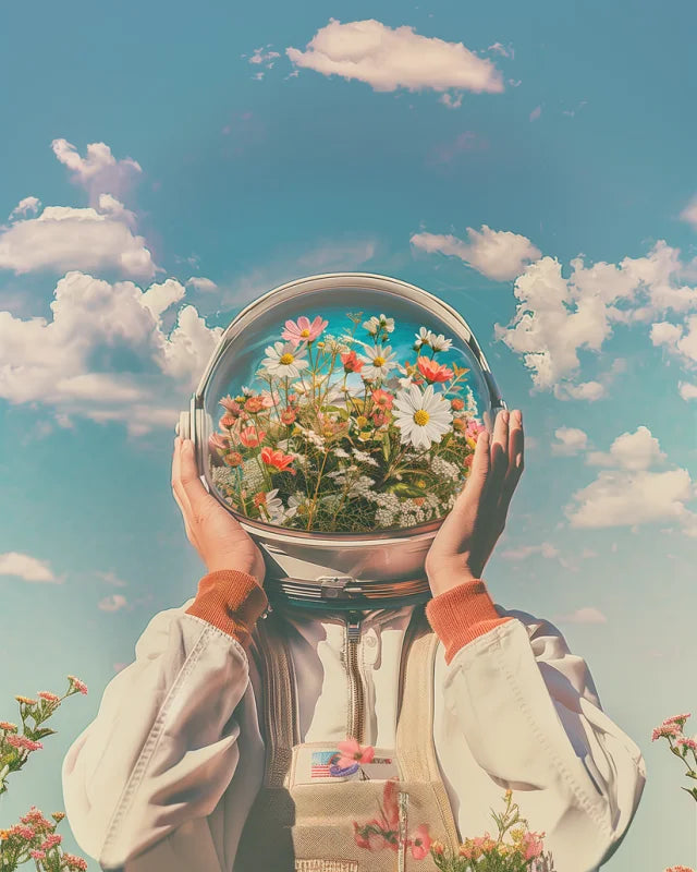 Floral Astronaut Canvas Prints Wall Art - Ready to Hang Canvas Prints