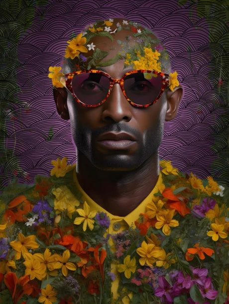 Floral Man Canvas Prints Heart Sunglasses Art - Ready to Hang Canvas Prints