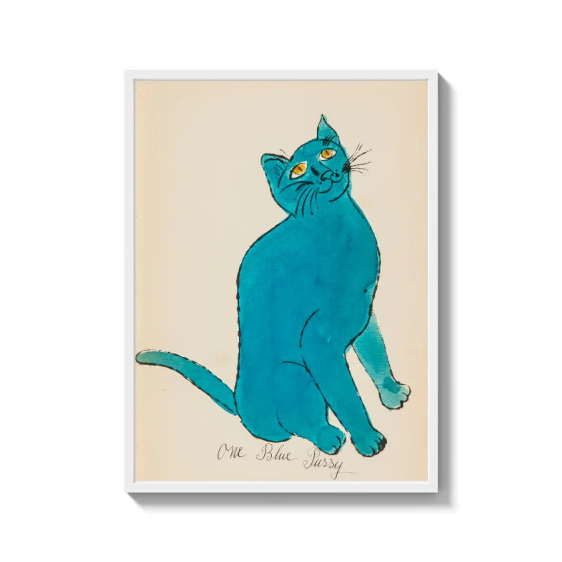 Framed Blue Cat Canvas Prints Wall Art - Ready to Hang Canvas Prints