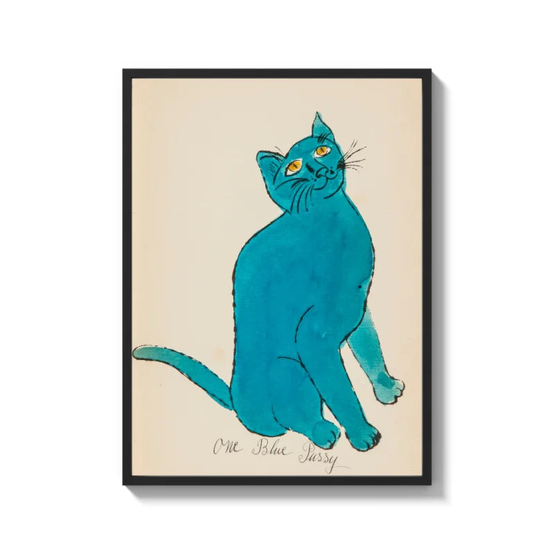 Framed Blue Cat Canvas Prints Wall Art - Ready to Hang Canvas Prints