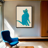 Framed Blue Cat Canvas Prints Wall Art - Ready to Hang Canvas Prints