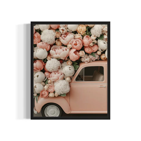Framed Floral Car Canvas Prints Wall Art - Ready to Hang Canvas Prints