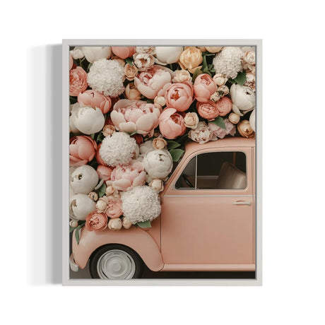 Framed Floral Car Canvas Prints Wall Art - Ready to Hang Canvas Prints