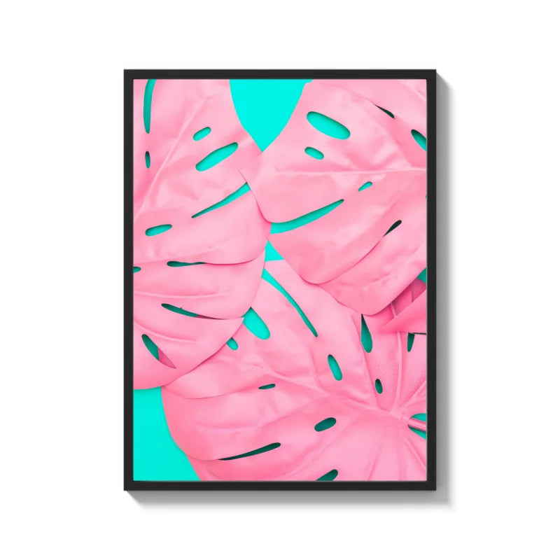 Framed Pink Monstera Canvas Prints Wall Art - Ready to Hang Canvas Prints
