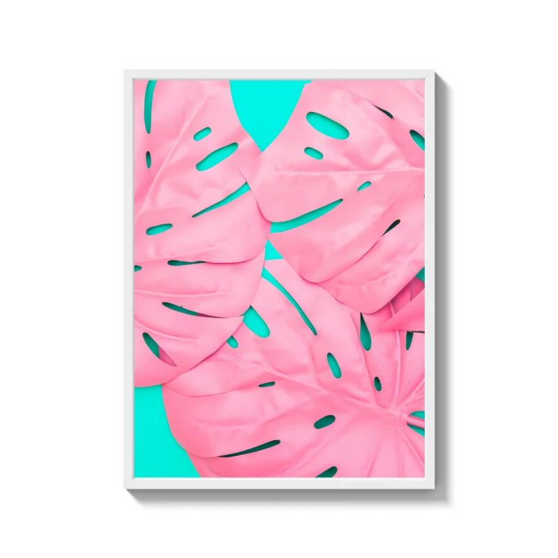 Framed Pink Monstera Canvas Prints Wall Art - Ready to Hang Canvas Prints