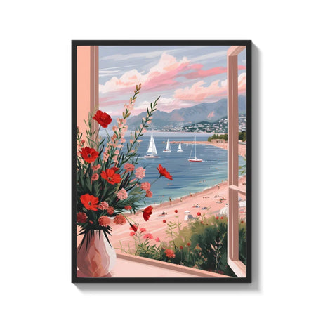 Framed Seaside Floral Canvas Prints for Walls - Ready to Hang Canvas Prints