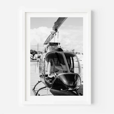 Helicopter Fine Art Print Black and White Framed - Luxury & Lifestyle (Framed Fine Art)