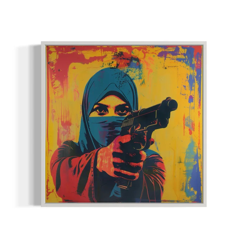 Hijab Woman Gun Pop Art Canvas Prints - Pop Art