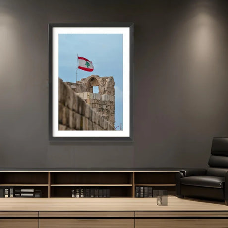 Lebanese Flag Fine Art Print Framed Ancient Ruins - Framed Fine Art Prints