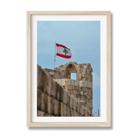 Lebanese Flag Fine Art Print Framed Ancient Ruins - Framed Fine Art Prints