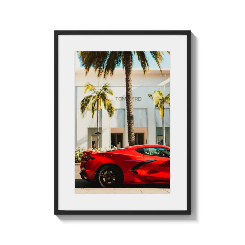 Red Sports Car Fine Art Print Framed - Luxury & Lifestyle (Framed Fine Art)