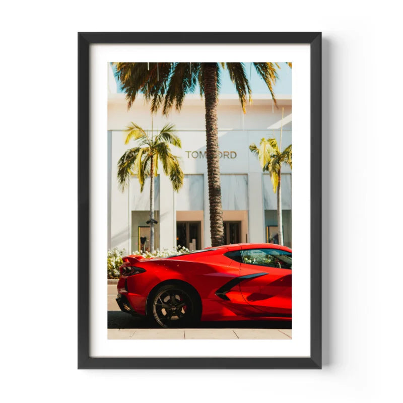 Red Sports Car Fine Art Print Framed - Luxury & Lifestyle (Framed Fine Art)