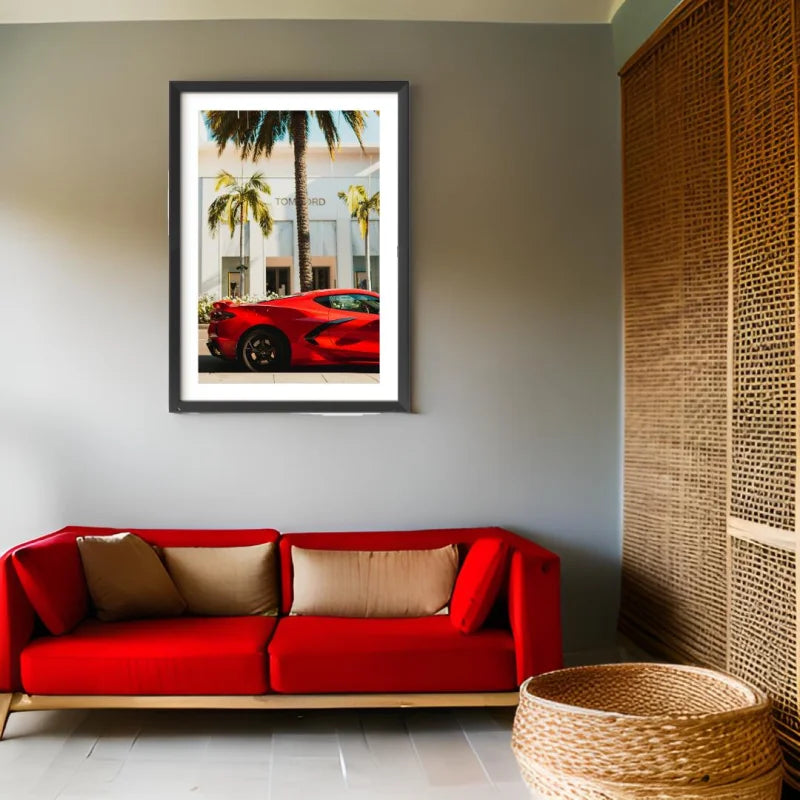 Red Sports Car Fine Art Print Framed - Luxury & Lifestyle (Framed Fine Art)