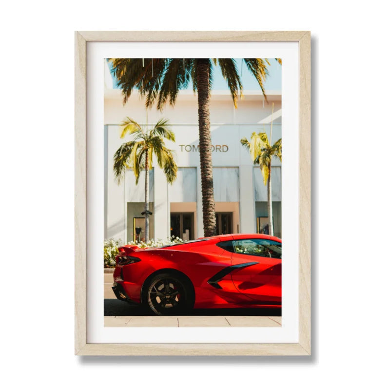 Red Sports Car Fine Art Print Framed - Luxury & Lifestyle (Framed Fine Art)
