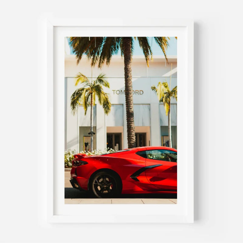 Red Sports Car Fine Art Print Framed - Luxury & Lifestyle (Framed Fine Art)